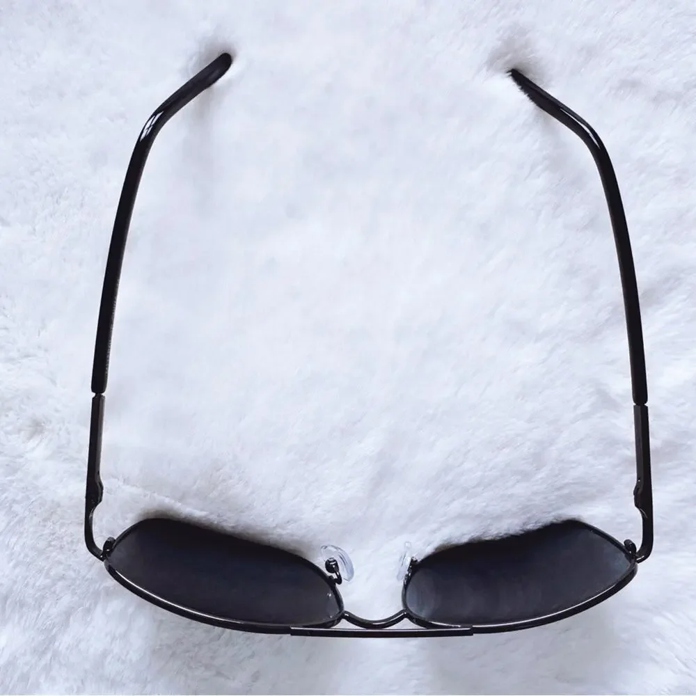 Troy Black w/ Black Rims Rectangular Polarized Sunglasses - Picture 8 of 14